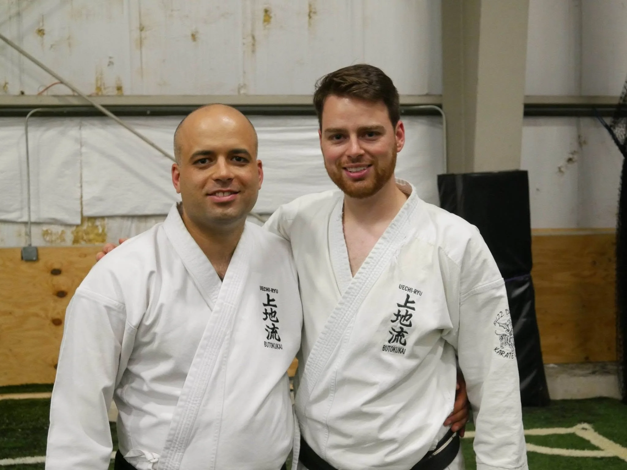 Bill Leith, at right, with a fellow karate practitioner