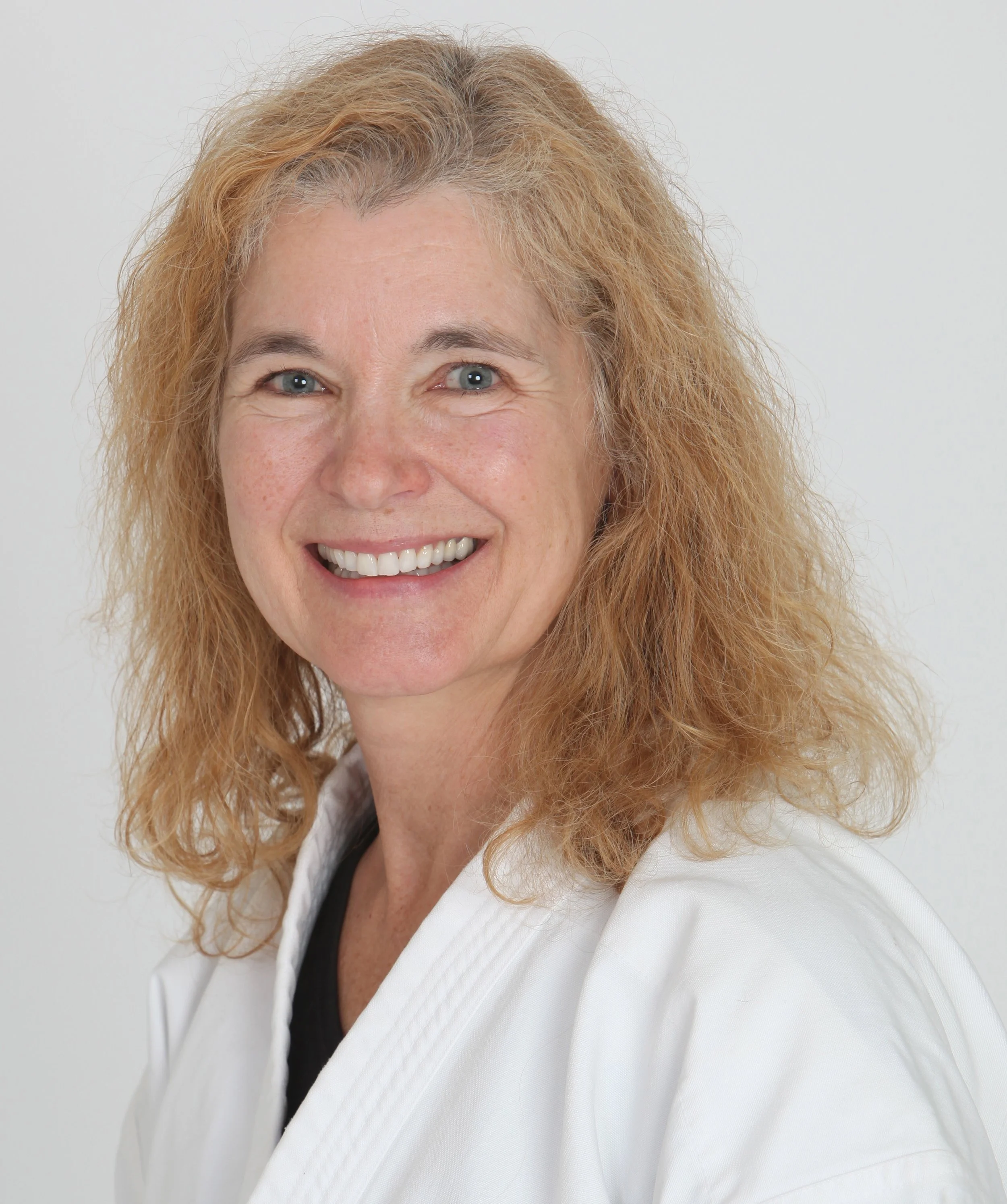 Judy Durkin in a karate uniform